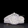 AP Royal Oak Fully Iced Out White Dial Stick Markers Large Round Diamond Bezel Moissanite Diamond