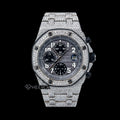 AP Royal Oak Offshore Chronograph Grey Dial White Standard Numerals Diamond Bezel Fully Iced Out Moissanite Watch
