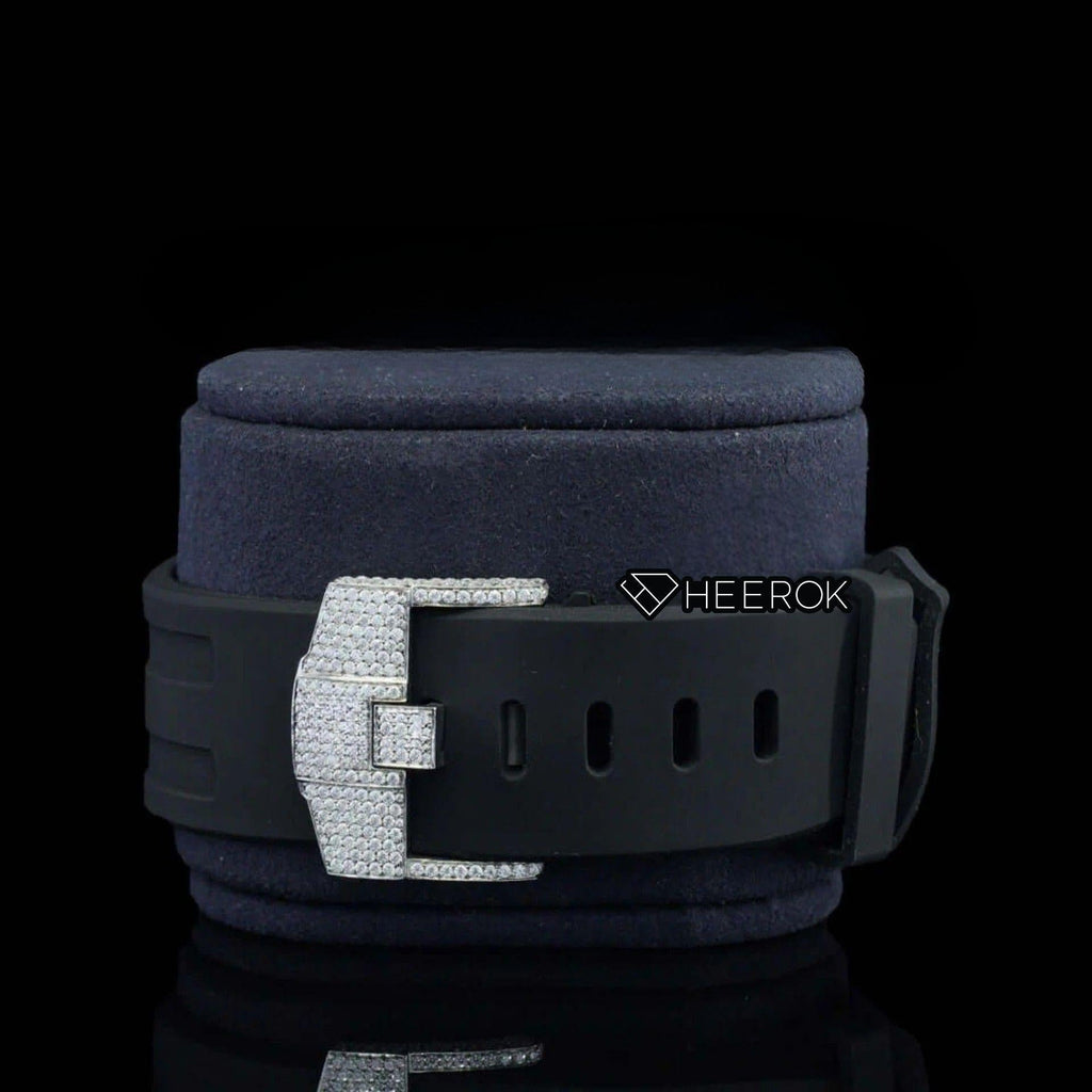 AP Royal Oak Offshore Standard Numerals Chronograph White Dial Diamond Bezel Moissanite Diamond Black Rubber Strap