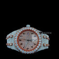 AP Royal Oak Rose Gold Dial Arabic Numerals Diamond Bezel Two Tone Rose Gold Moissanite Diamond Bracelet