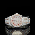 AP Royal Oak Rose Gold Dial Red Arabic Numerals Diamond Bezel Two Tone Rose Gold Moissanite Diamond Bracelet