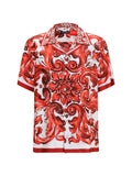 Dolce & Gabbana Men Maiolica Print Hawaii Shirt In Silk Twill
