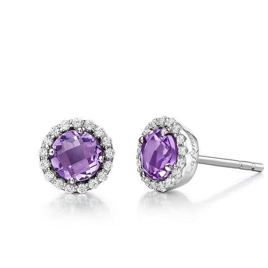 Amethyst February Birthstone Stud Earrings