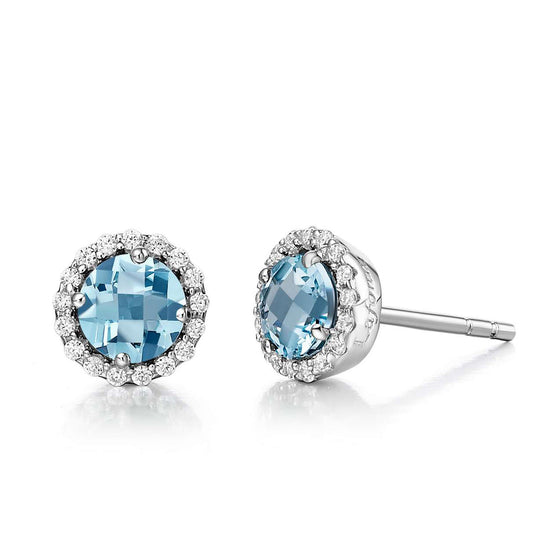 Aquamarine March Birthstone Stud Earrings