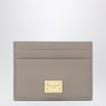 Dolce&Gabbana Taupe Leather Card Holder With Logo Plaque Women