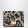 Dolce&Gabbana Card Holder In Leopard-Print Dauphine Leather With Logo Plaque Women
