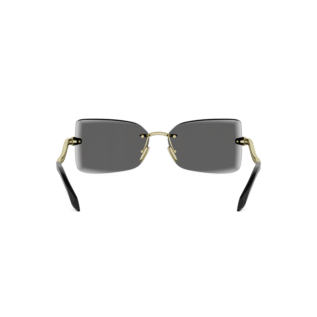 Shiny Gold Rectangular Metal Sunglasses