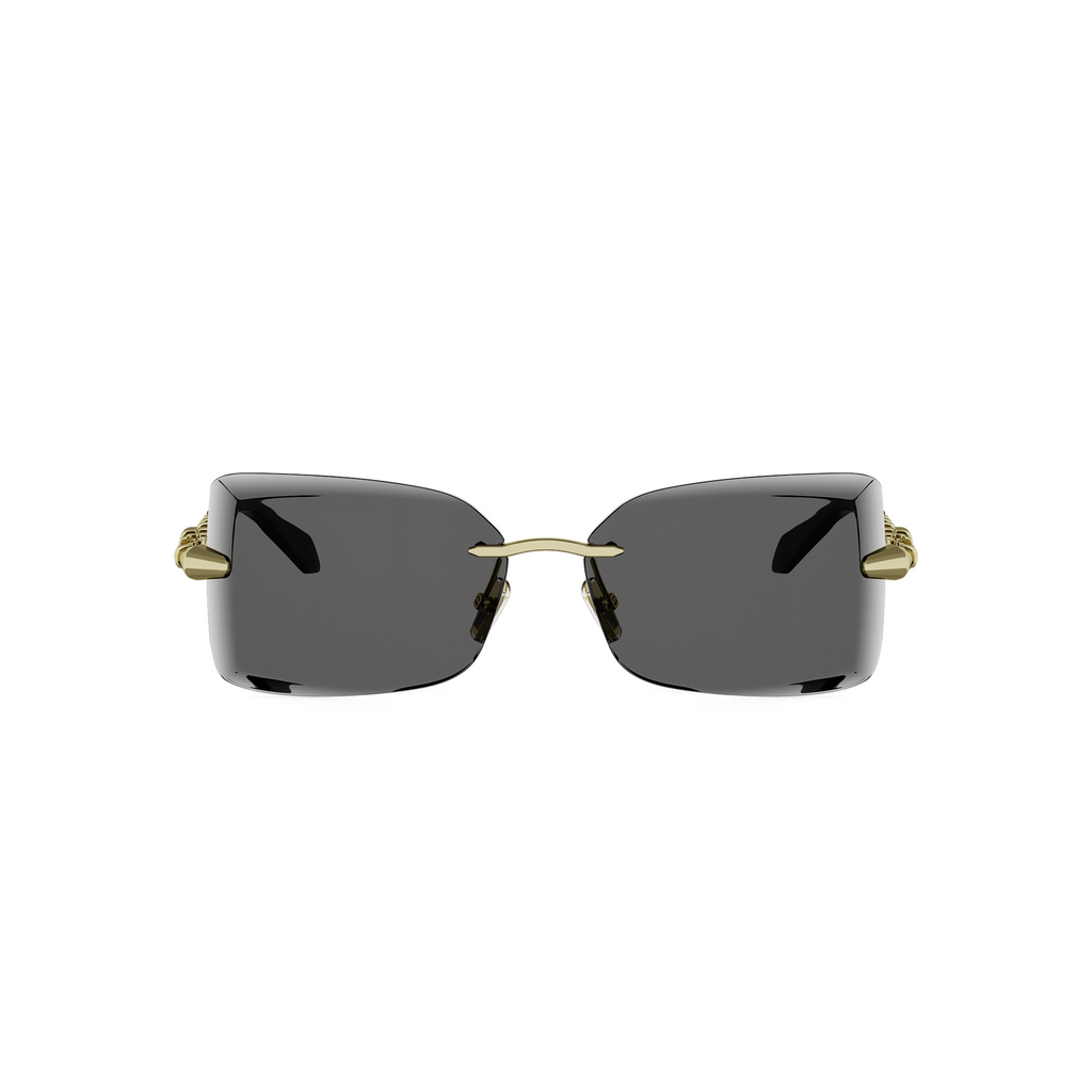 Shiny Gold Rectangular Metal Sunglasses