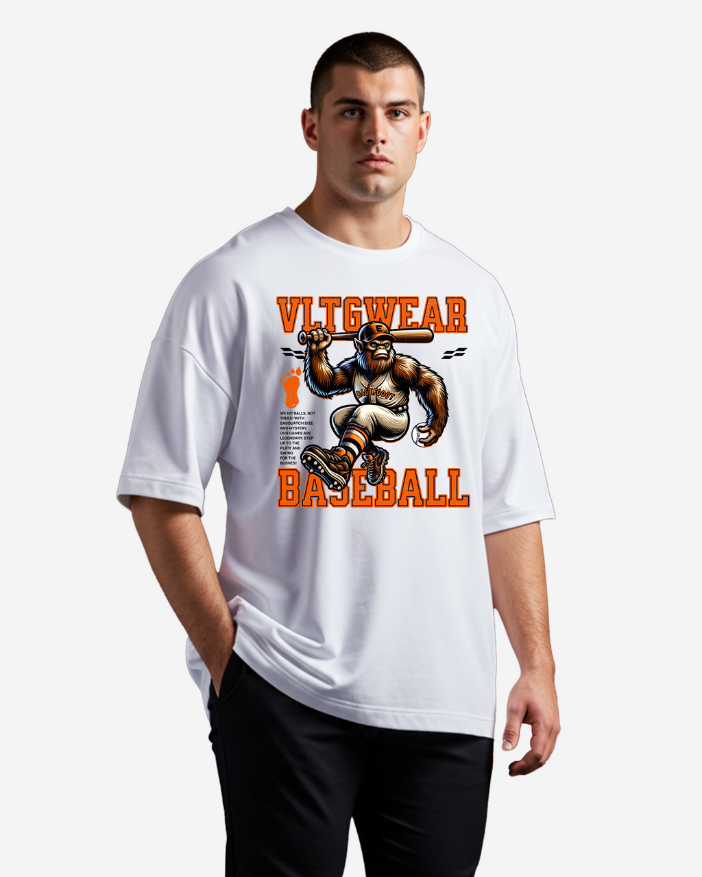 Bigfoot Baseball Player Urban Legend Sport Men's Oversized T-Shirt