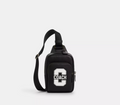 NWT Coach Men’s Leather Racer Sling Pack In Black/Chalk
