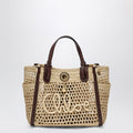 Chloe Iconic Tote Bag In Raffia And Leather, Hot Sand Women