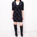 CHANEL 2021 GREY CASHMERE 'COCO CHANEL' LOGO DRESS - SIZE 34