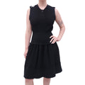 CHANEL BLACK KNIT DRESS WITH LOGO BUTTON DETAIL - SIZE 40