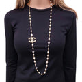 CHANEL GOLD NECKLACE WITH CREAM PEARLS, STARS, AND CC LOGO