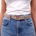 CHANEL METALLIC ELECTRUM CHAIN LOGO BELT - SIZE 80