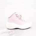 CHANEL PINK LEATHER LOGO BOOTS - SIZE 38.5