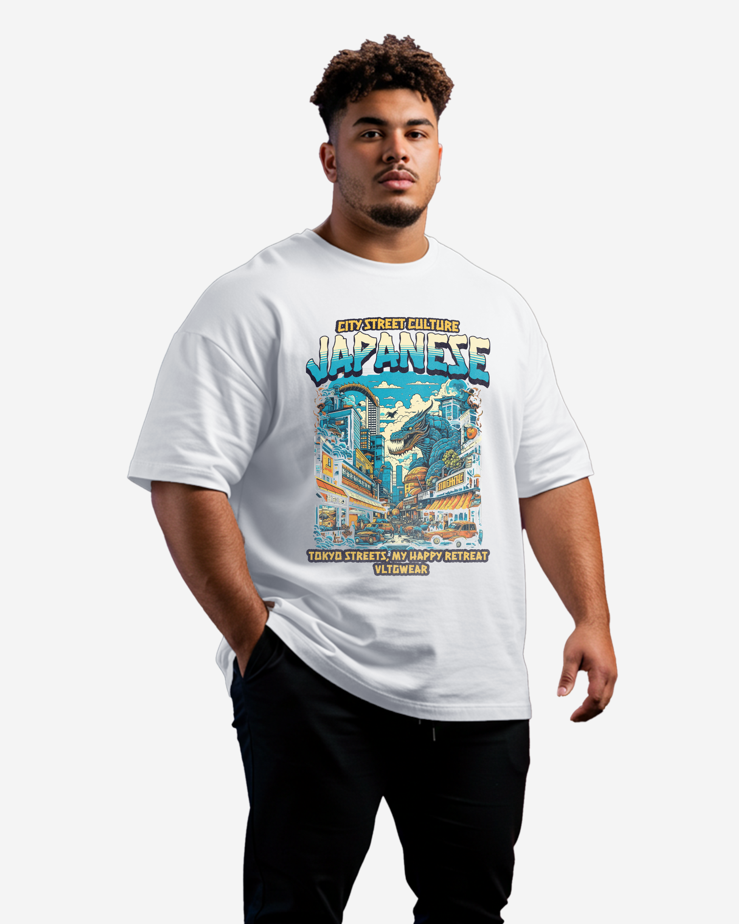 City Street Culture Japanese Men's Oversized T-Shirt