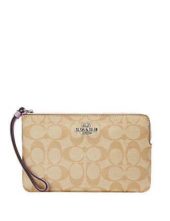 Coach Large Corner Zip Wristlet In Signature Canvas