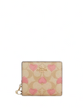 Coach Snap Wallet In Signature Canvas With Heart Print