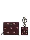Coach Boxed Snap Wallet And Picture Frame Bag Charm With Star Print