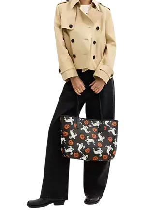 Coach City Tote Bag In Signature Canvas With Halloween Print