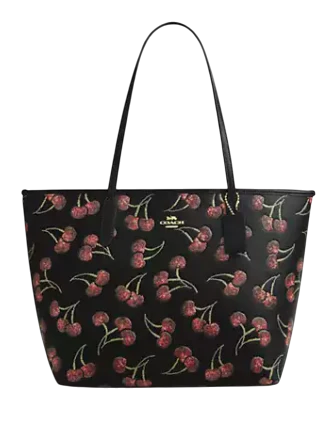 Coach City Tote Bag With Cherry Print