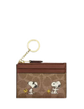 Coach Coach X Peanuts Mini Skinny Id Case In Signature Canvas With Snoopy Print