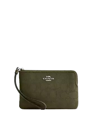 Coach Corner Zip Wristlet In Signature Jacquard