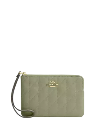 Coach Corner Zip Wristlet With Quilting