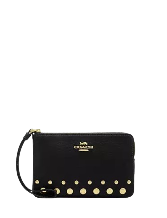 Coach Corner Zip Wristlet With Rivets