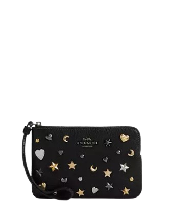 Coach Corner Zip Wristlet With Rivets