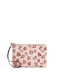 Coach Corner Zip Wristlet With Rosette Print