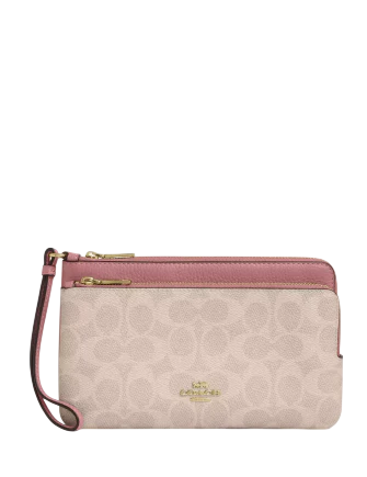 Coach Double Zip Wallet In Signature Canvas