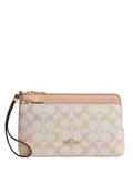 Coach Double Zip Wristlet In Pretty Signature Canvas
