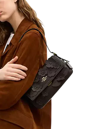 Coach Etta Small Flap Shoulder Bag With Floral Applique