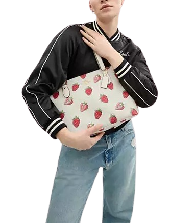 Coach Gallery Tote Bag With Strawberry Print