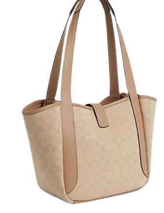 Coach Hadley Turnlock Tote Bag With Signature Canvas