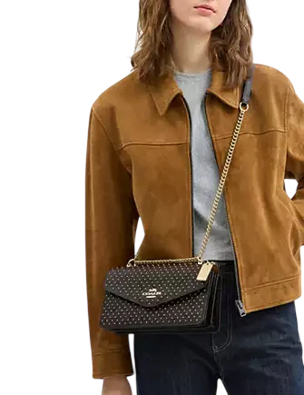 Coach Klare Envelope Crossbody Bag In Signature Canvas With Rivets
