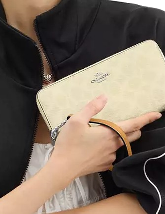 Coach Long Zip Around Wallet In Signature Canvas
