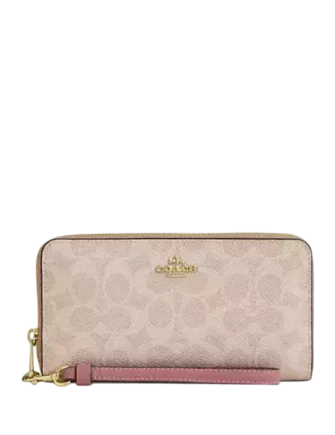 Coach Long Zip Around Wallet In Signature Canvas