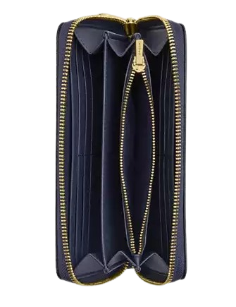 Coach Long Zip Around Wallet In Signature Canvas With Varsity Stripe