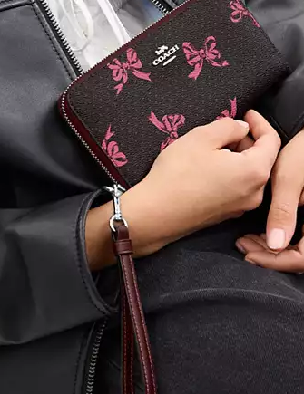 Coach Long Zip Around Wallet With Bow Print
