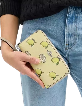 Coach Long Zip Around Wallet With Lemon Print