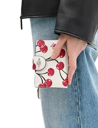 Coach Medium Corner Zip Wallet With Cherry Print