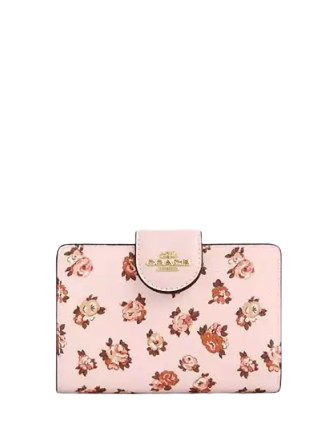 Coach Medium Corner Zip Wallet With Rosette Print