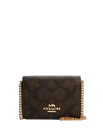Coach Mini Wallet On A Chain In Signature Canvas