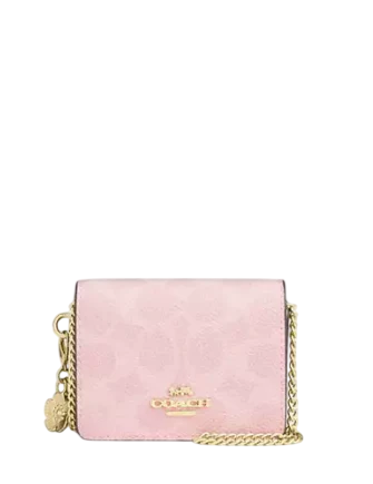 Coach Mini Wallet On A Chain In Signature Canvas With Charms