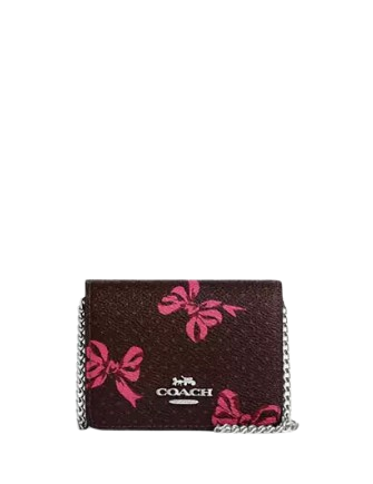 Coach Mini Wallet On A Chain With Bow Print