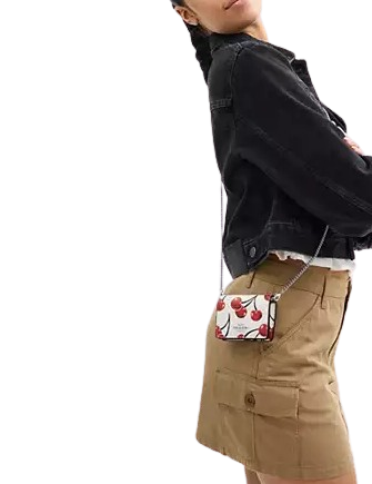 Coach Mini Wallet On A Chain With Cherry Print