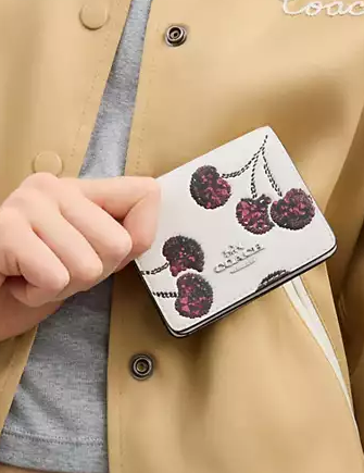 Coach Mini Wallet On A Chain With Cherry Print